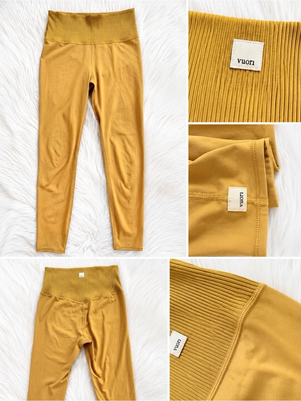 💛 Vuori Ribbed High-Waist Leggings in Mustard Yellow Size S